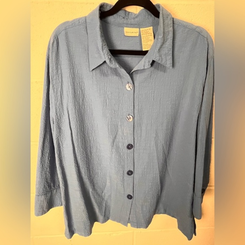 White Stag Blue Textured Top Size 16/18